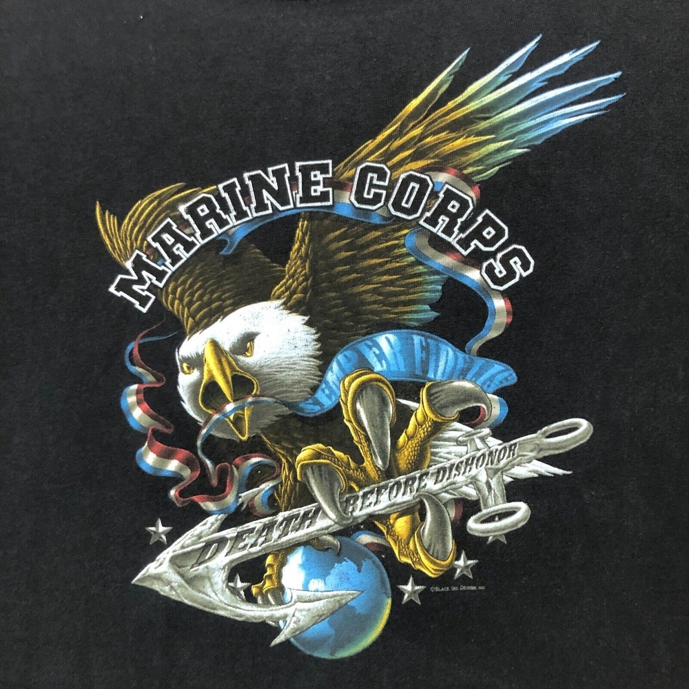Vintage Marine Corps T Shirt Eagle Globe Anchor‎ Death Before Dishonor